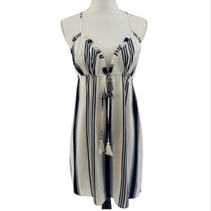 Forever 21 NWT Summer Dress Swim Coverup Size Large Navy & White Fully Lined